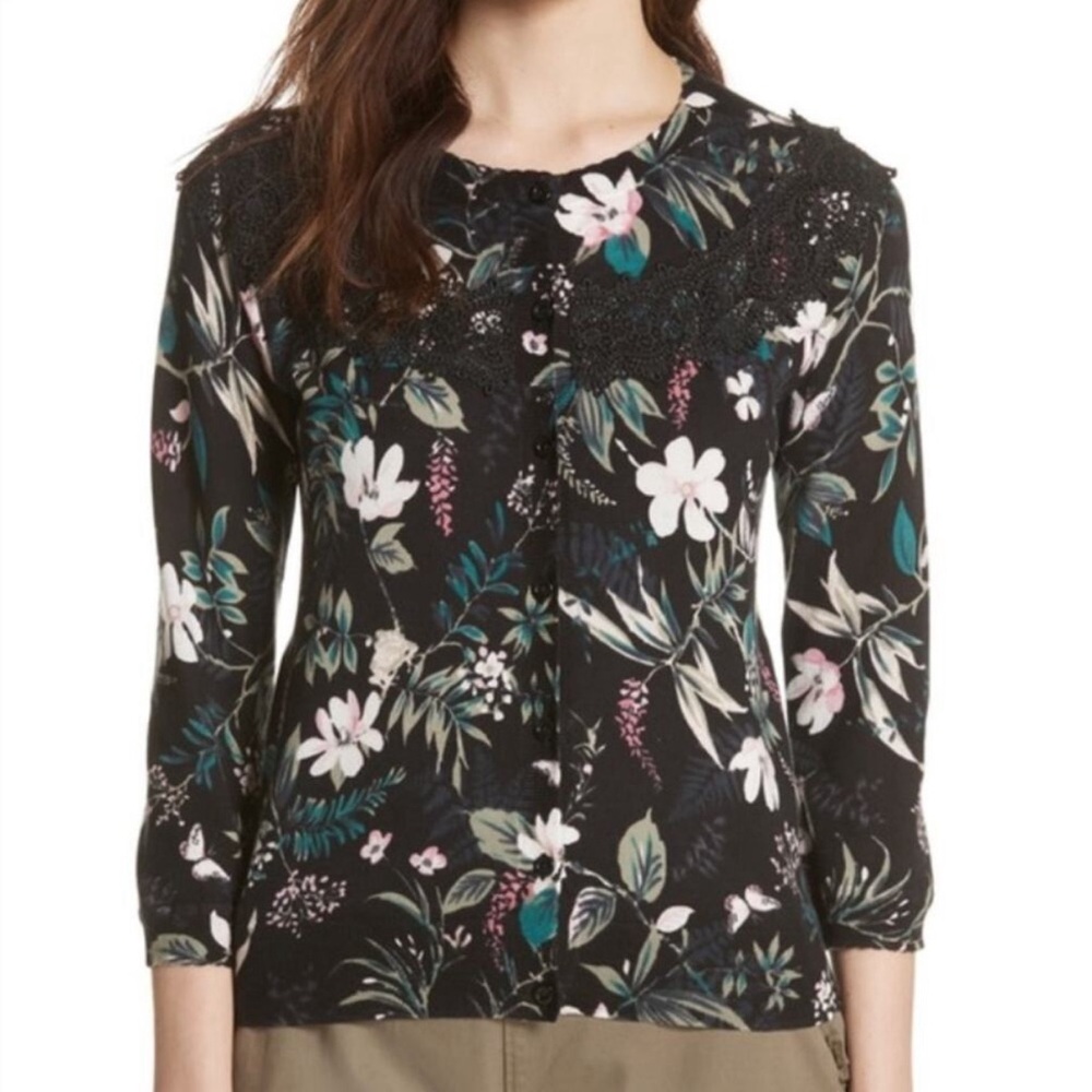 Kate Spade Floral Lace Cardigan Size Large